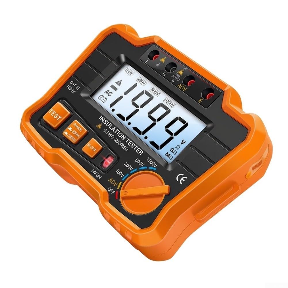 MH10 Isolationsmesser 0.1-2000MΩ LCD Hintergrundbeleuchtung(Orange)