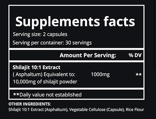 Miniatura 8 de Pure Shilajit Cápsulas, píldoras orgánicas de máxima potencia con minerales traza para energía y apoyo inmunológico, para hombres y mujeres,