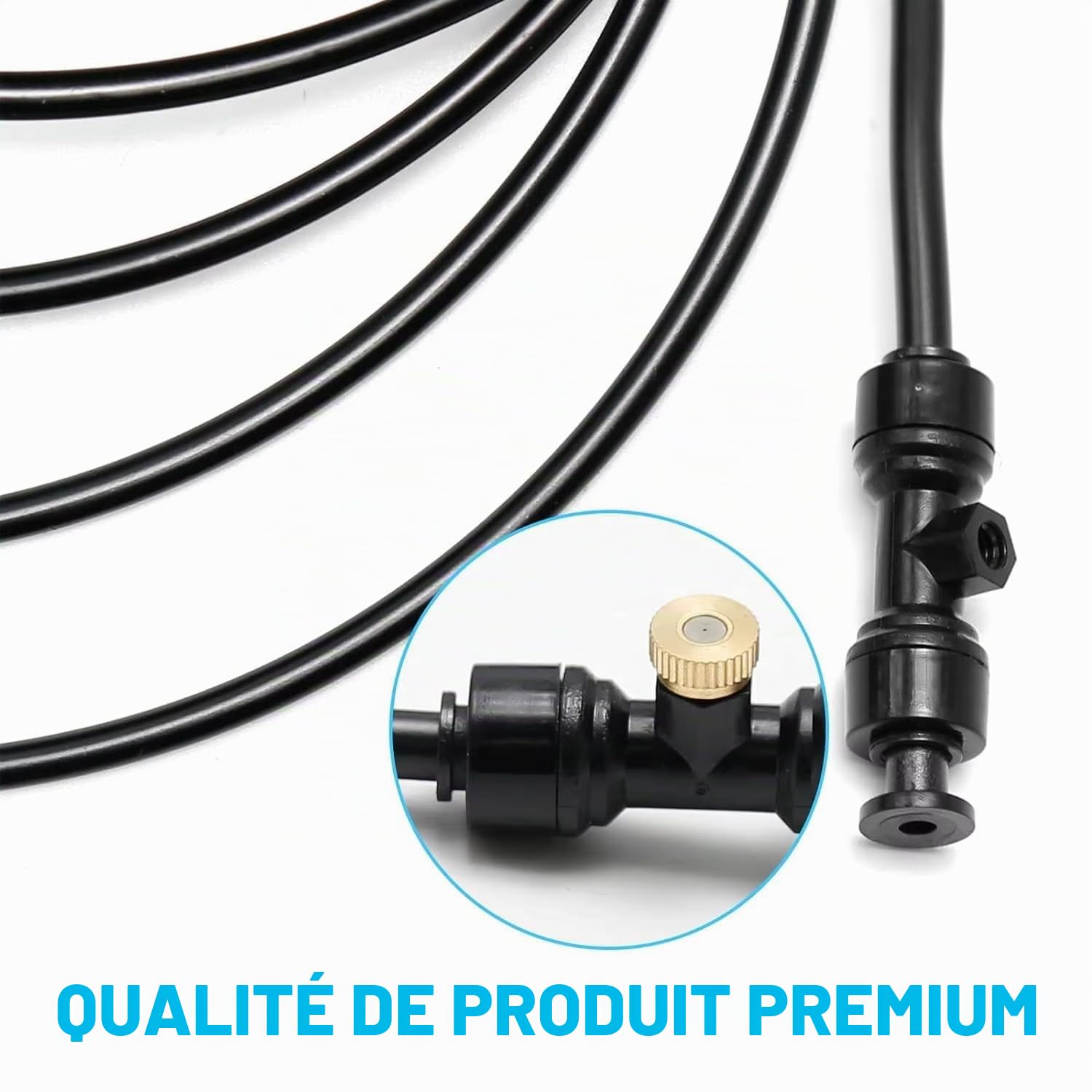 Brumisateur Terrasse, avec Buse et Adaptateur en Laiton, pour Patio Jardin Serre Animaux (18m)