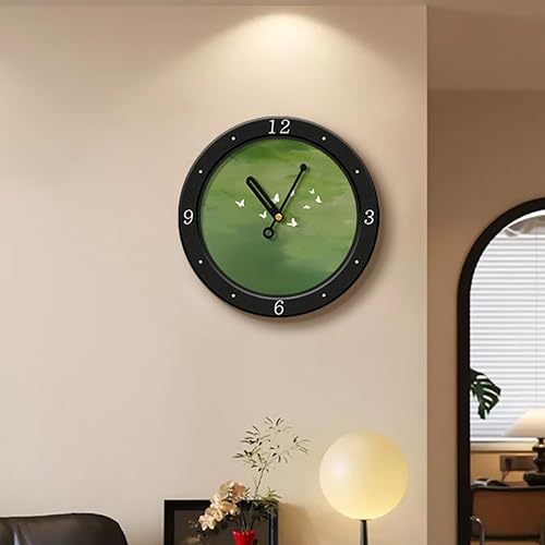 Miniatura 5 de Reloj de pared verde, reloj de pared silencioso reloj redondo decorativo, reloj de cocina para sala de estar, baño, decoración de oficina escolar