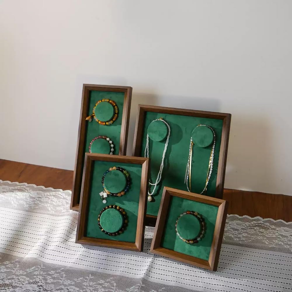 Stojak na biżuterię Velvet Jewelry Display Stand Wooden Framed Holder