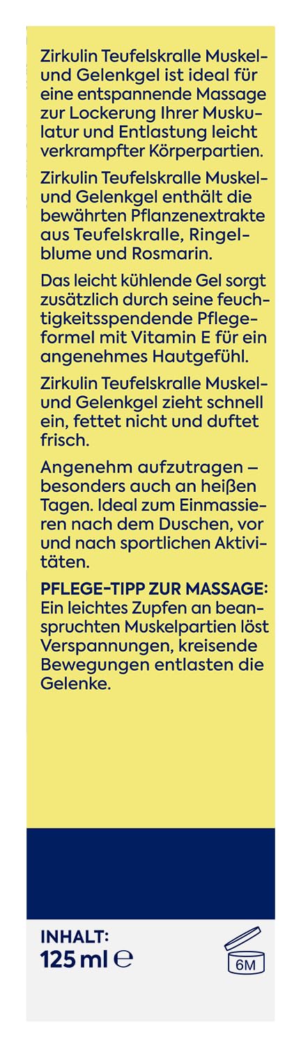 Zirkulin Teufelskralle Muskel- und Gelenkgel 750ml – Schnelle Entlastung bei Verspannungen und Gelenkbeschwerden – mit Vitamin E Ringelblume & Rosmarin - für Wohlbefinden und Beweglichkeit