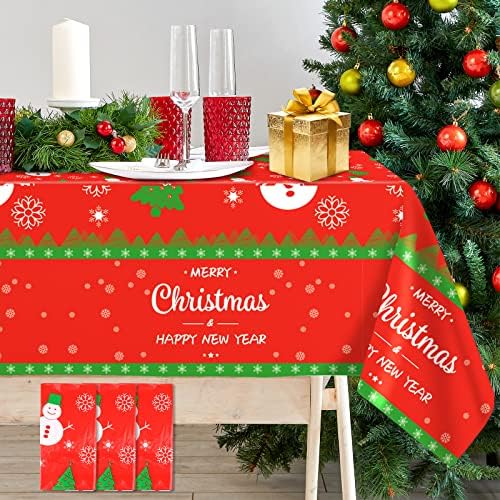 3 Pack Christmas Tablecloth Disposable Plastic Christmas
