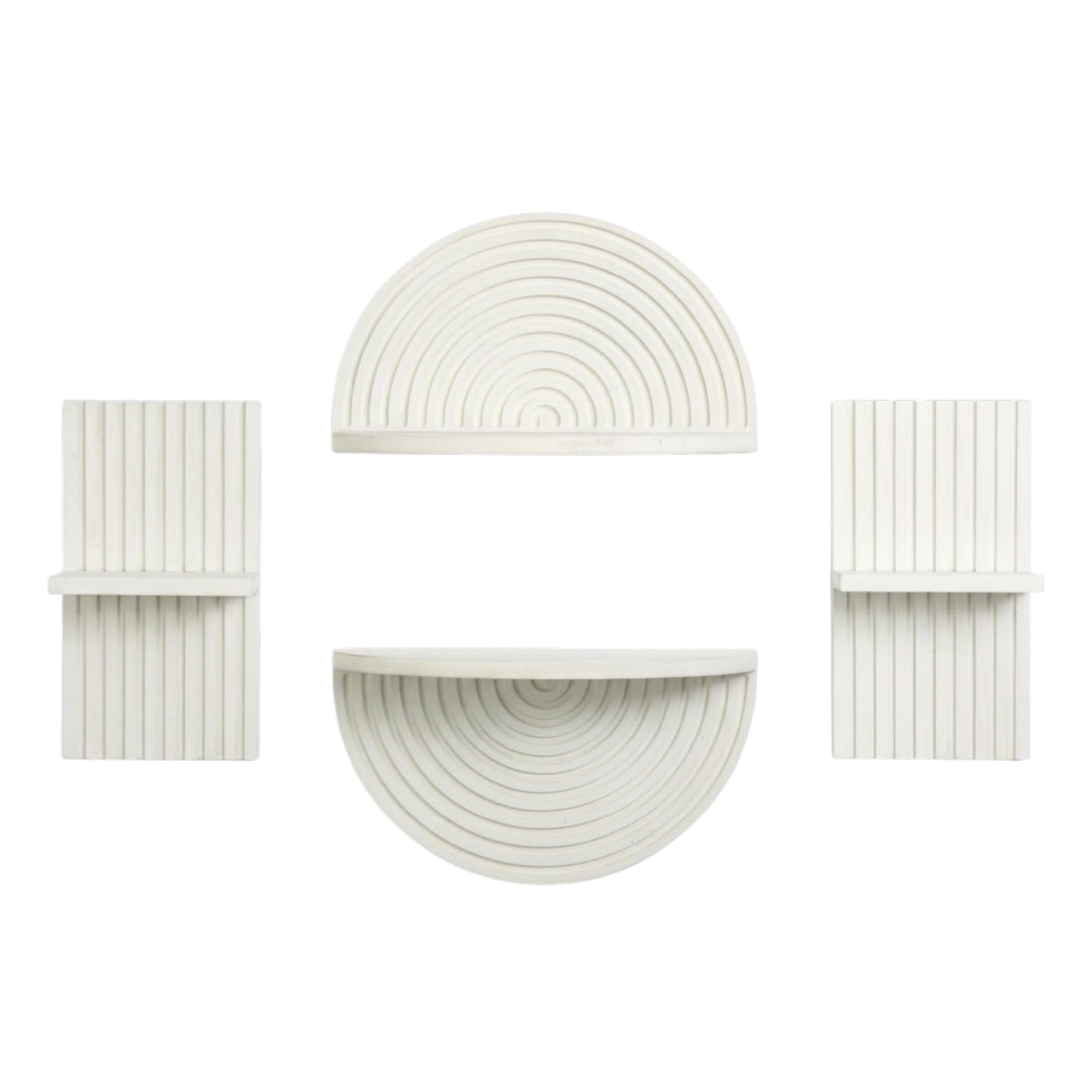 American Art Decor White Boho Arched Lunar Ledges Wall Shelf Set, 4 Piece Modular Wood Floating Display Shelves, Arch Bookshelf for Bedroom, Bathroom, Kitchen &amp; Living Room Decor