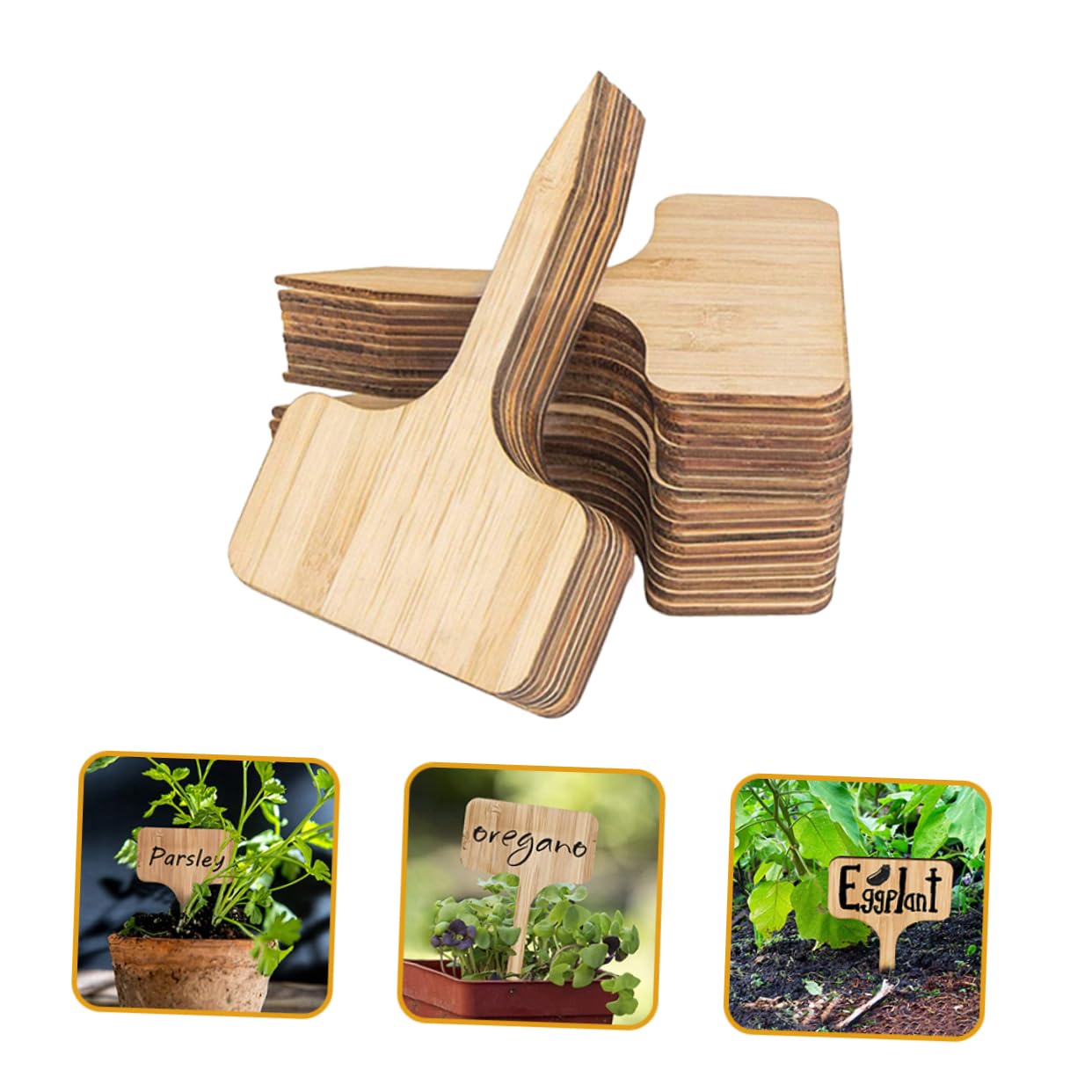 YARNOW 120pièces Étiquettes Bois Pour Plantes Marqueurs T-type Pour Jardin Lot De Identification Facile Des Plantes Et Fleurs