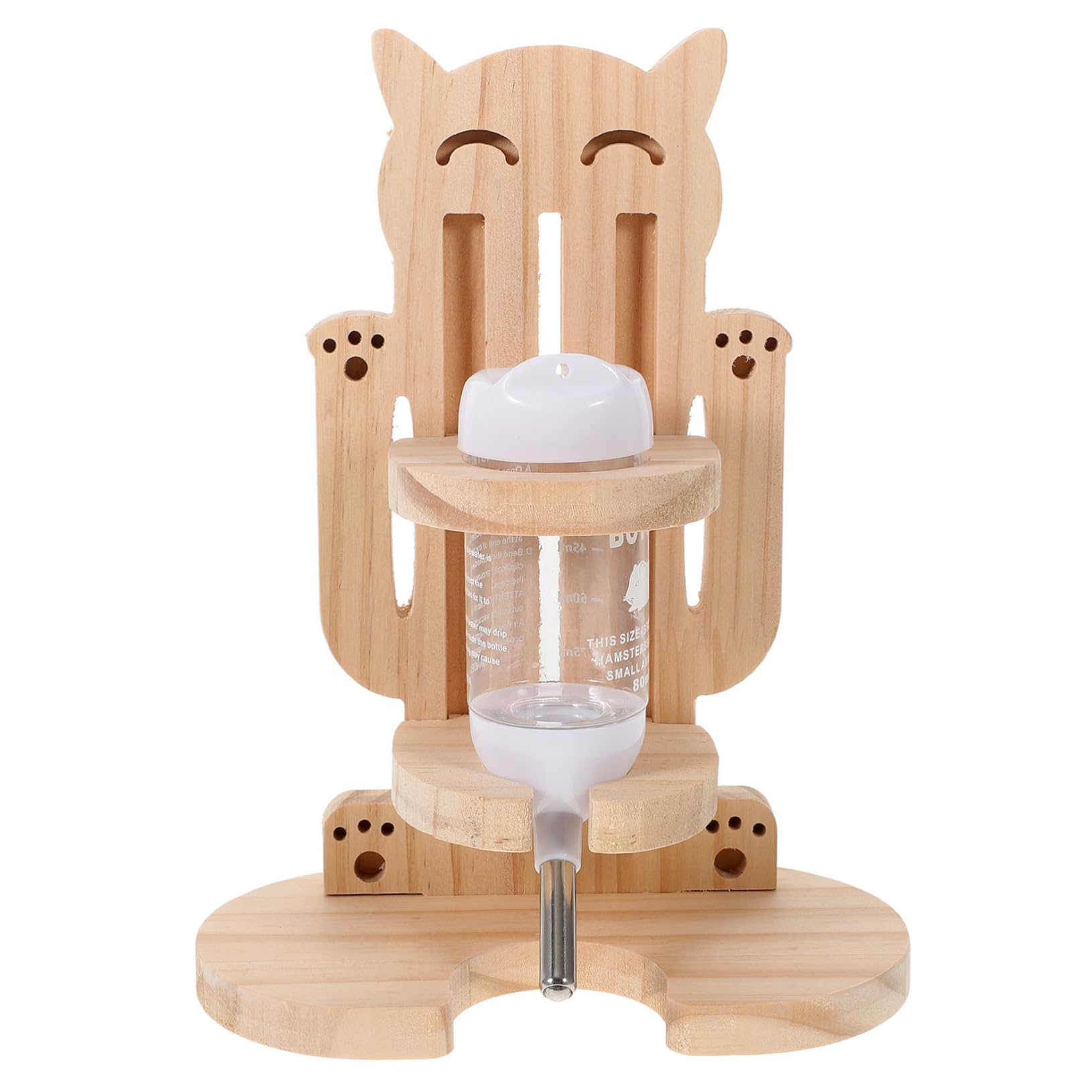 HANABASS Daily Hamster Waterer Wooden Stand Chinchilla Bottle Easy to Use Leak-Free Water Feeder