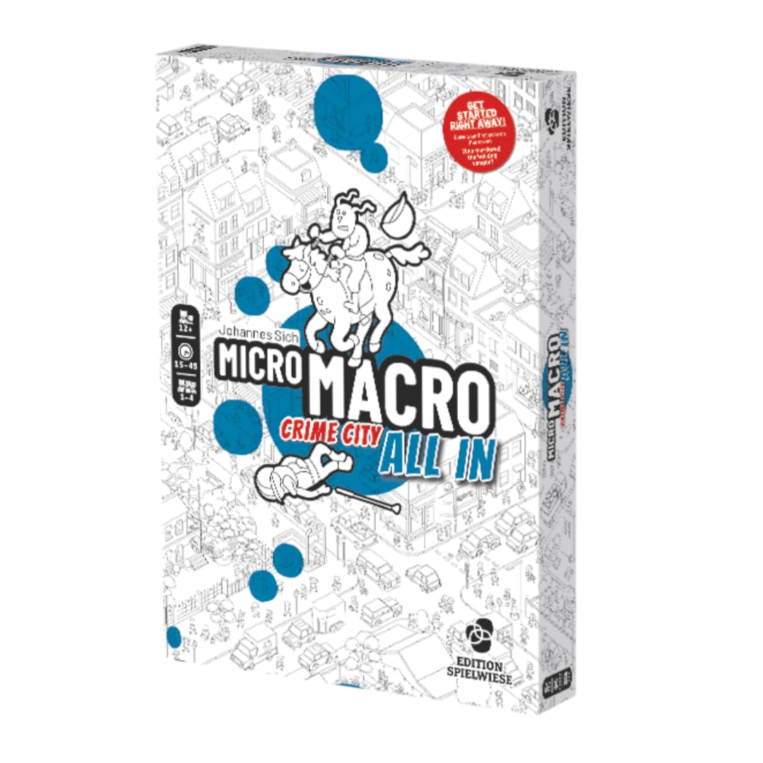 MicroMacro: Crime City - All in | Murder Mystery and Detective Game | 16 Search and Find Detective Cases | Cooperative Board Games for Teens and Adults | Ages 12+ | 1-4 Players | 15-45 min