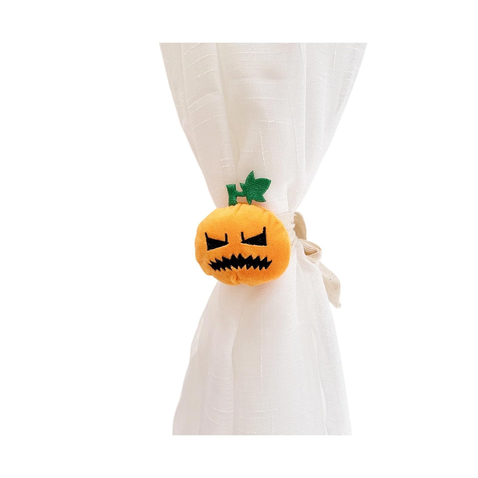 Quoravel Halloween Pumpkin Curtain Tieback, Plush Pumpkin Fabric Strap Curtain Holder, Decorative Draperies Holdback 1pc