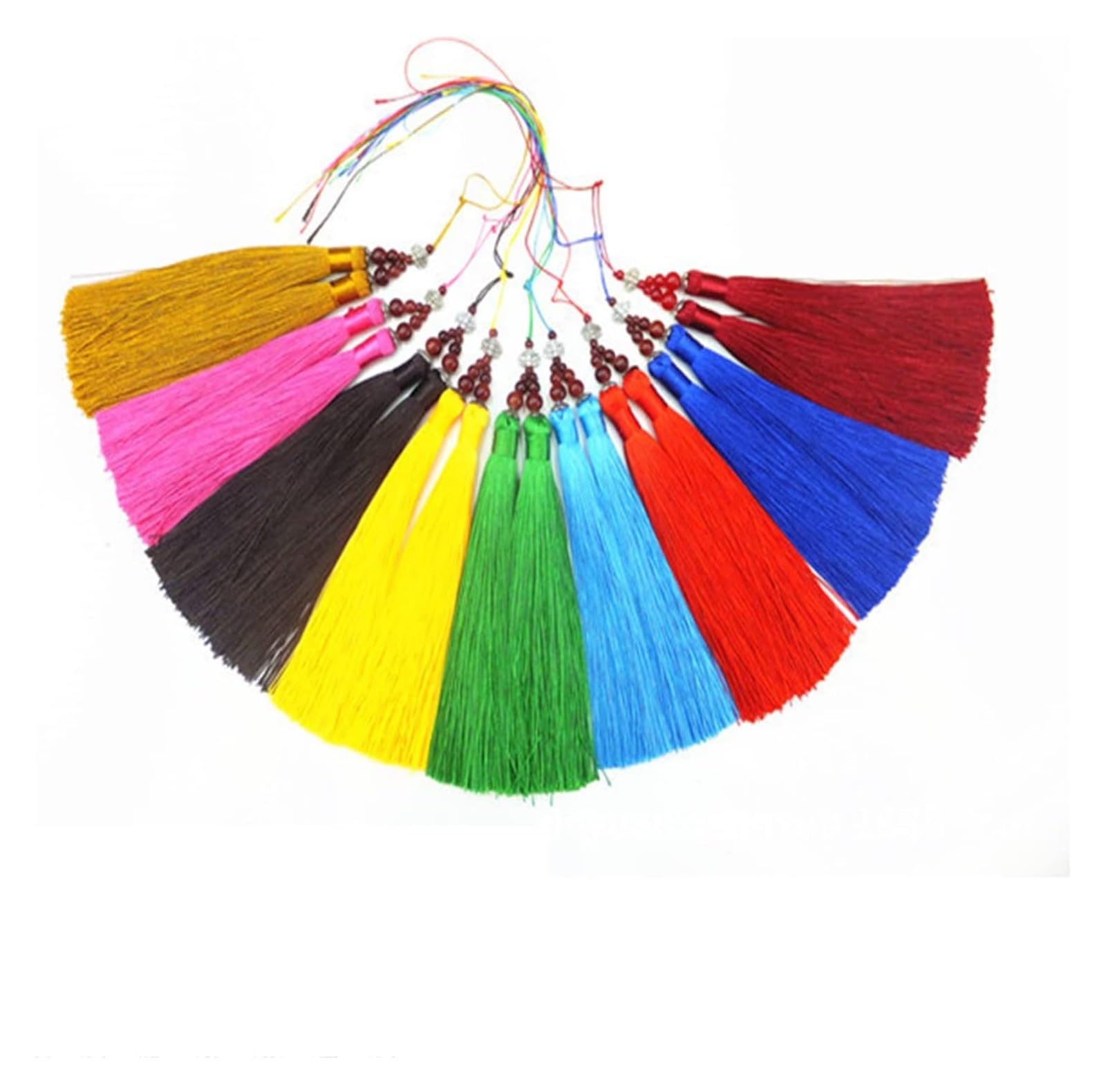 Chinesische Quaste, Glatte handgefertigte Quasten for Taschen, Herstellung, Souvenir, Lesezeichen, DIY-Bastelzubehör, Projektdekoration, 10 Stück(Green)