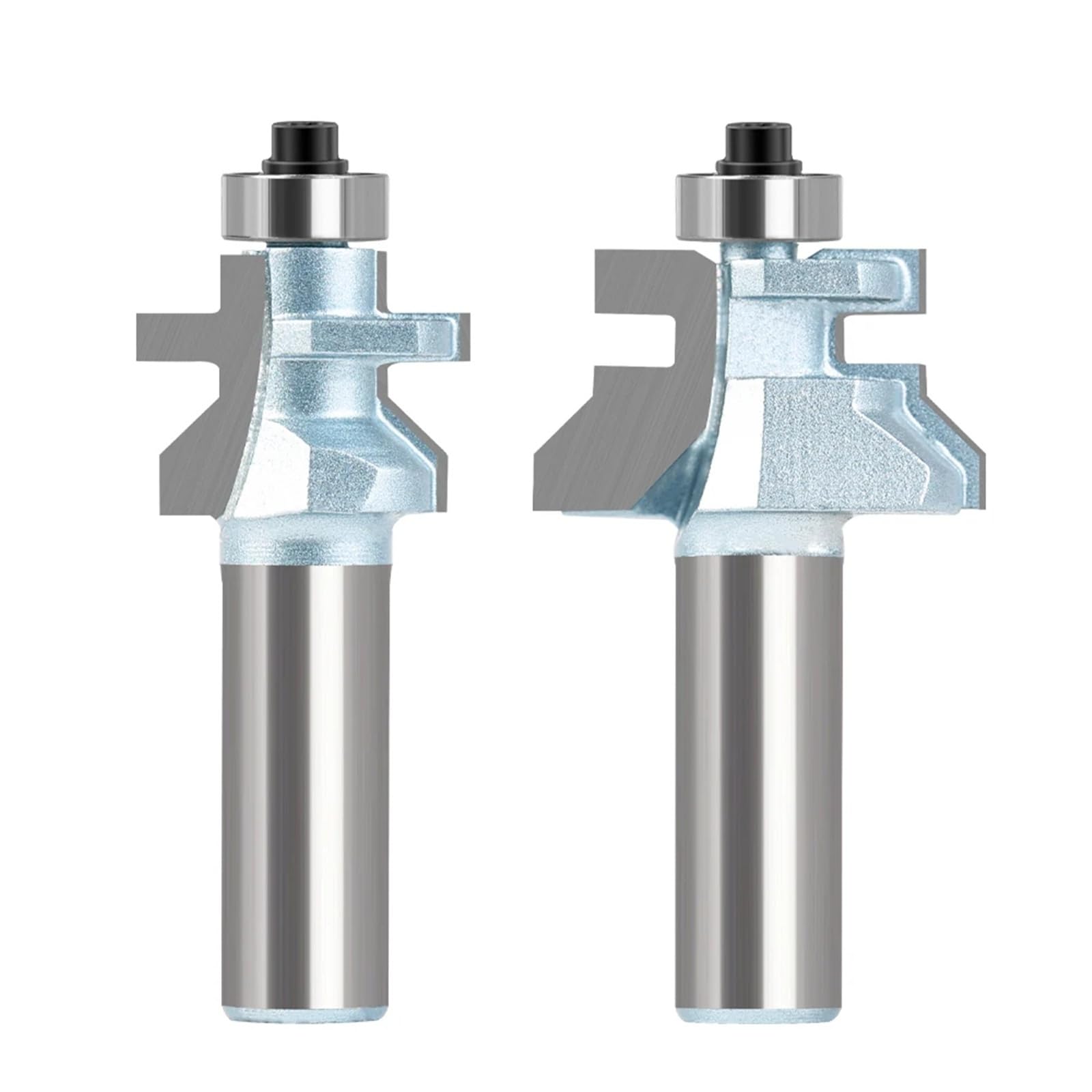 Fresa para madera en forma de T, Juego de brocas enrutadoras lengüeta combinadas con ranura en V, vástago 1/2 pulgadas y 12mm, rodamiento bolas tungsteno cobalto, 2 uds | 0.5in Shank