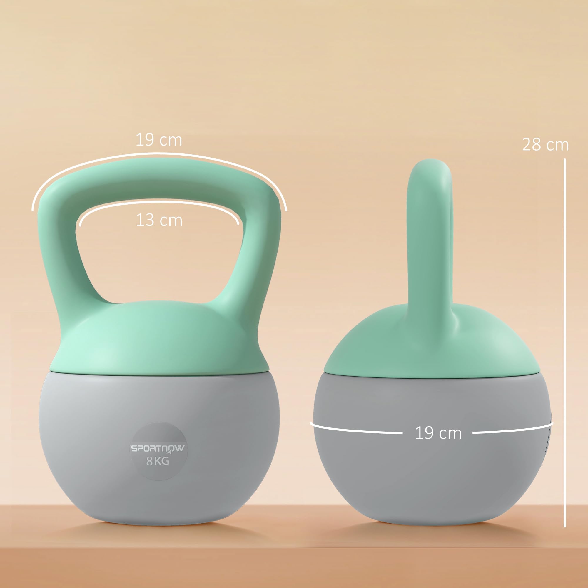 SPORTNOW Pesa Rusa 6/8/10 kg Soft Kettlebell Relleno de Arena Metálica y Mango Antideslizante para Entrenamiento Culturismo en Casa Gimnasio Verde