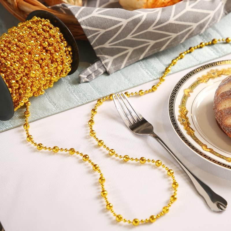 Miniatura 5 de Pangda Guirnalda de cuentas para árbol de Navidad de 49 pies para decoración de corona de Navidad, centro de mesa (rojo)