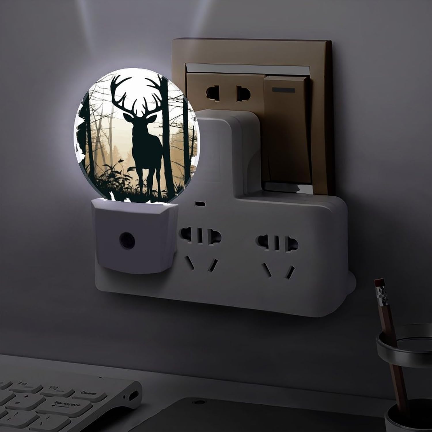 Deer Silhouette LED Night Light Plug-In Wall Nightlight, Decor 11.2x5x7.5cm image 5