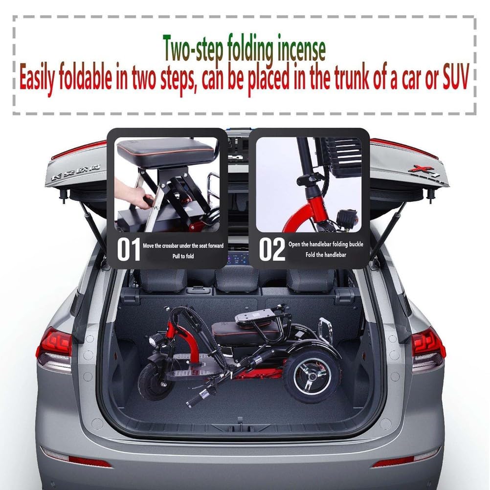 Scooter De Movilidad De Viaje Ligero, Scooters De Movilidad De Viaje De 3 Ruedas, Scooter De Movilidad Plegable, con Cargador Y Cesta, Apto para Personas Mayores,20a,8inch