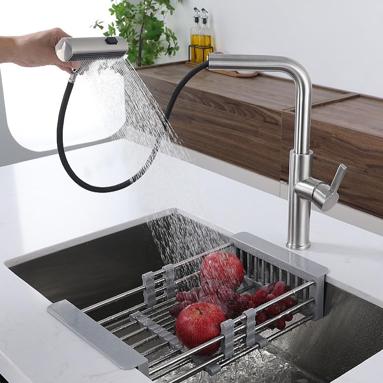 Robinet de cuisine gris anti-éclaboussures avec 3 modes de débit d'eau - 4