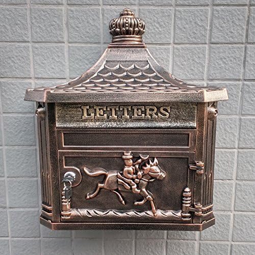 CAV001 French Victorian Style Vintage European High-Grade Rainproof Cast Aluminum Mailbox Crafts Retro Old Style Letterbox Newspaper Boxes Wall Mounting Antique Bronze Color