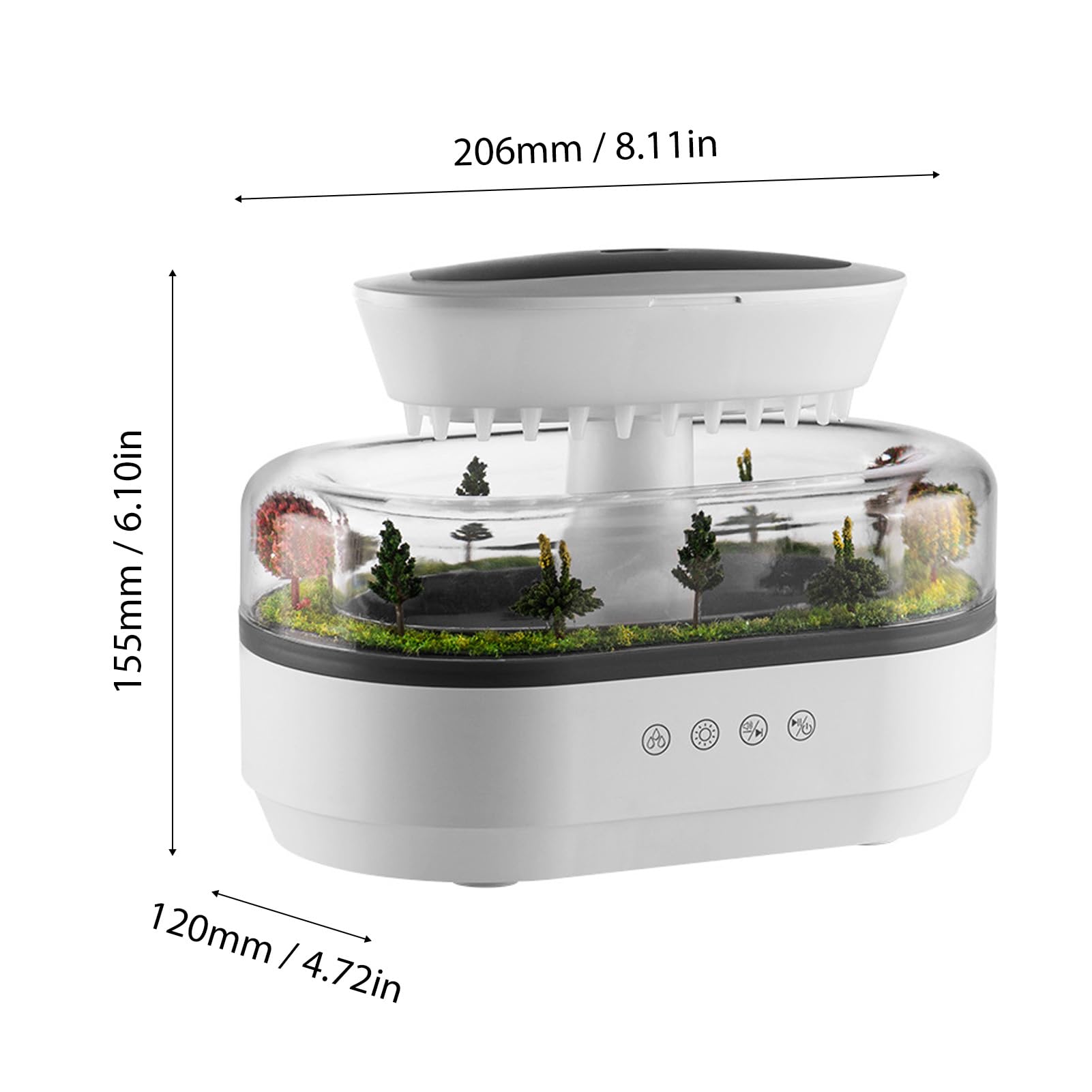 Decdeal Umidificatore a Goccia di Pioggia, Rumore Bianco, Illuminazione a LED 7 Colori, Musica Goccia per Aromaterapia con Nebbia Fredda e Diffusore Ad Ultrasuoni per Camera d (Stecker UE)