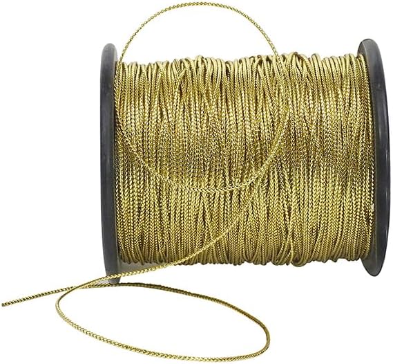 Home Decor Trimmings - Round Small Metallic Braid (Non-Elastic), Gold, 1/16 Inch, 100 Yards