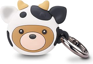 GOLLEY Compatible with Apple AirTag Case for AirTag Keychain,Airtag Holder,Anti-Scratchfor Apple AirTags Case Accessories,Silicone Protective case Secure Holder with Key Ring (Bear in Cow Hat)