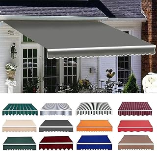 Markisen Ersatzstoff, Ersatztuch Für Einziehbare Klemmmarkise, Markisenbespannung Canvas Markisenstoff, Terrasse Markise Ersatz-Bezug Garten Sonnenschutz Polyester Überdachung (Gray, 3x1.5m/10x5ft)