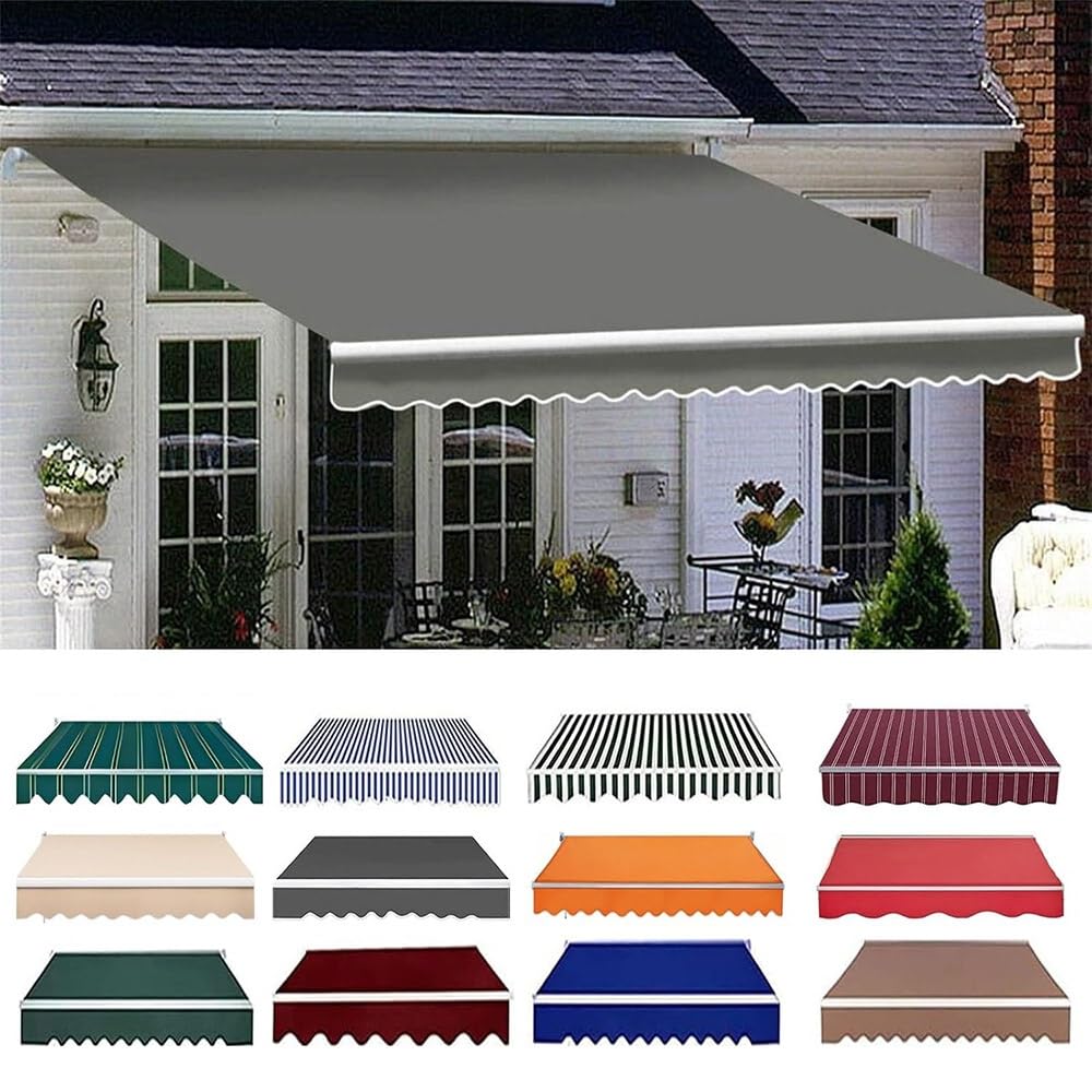 Telas para Toldos De Mercado, Lona Recambio para Toldo Retráctil,Cubierta Superior De Repuesto Ripstop para Toldo Patio Balcón Jardín(Gray,3.5x2m/12x6.5ft)
