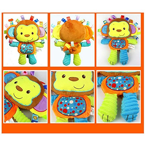 Image of Monkey Taggie Activity Blanket and Sensory Toy Baby Gifts for Newborns Baby,Infant,Lovey Soft Toy - Clam Down and Play Your Baby, Baby taggy Toy