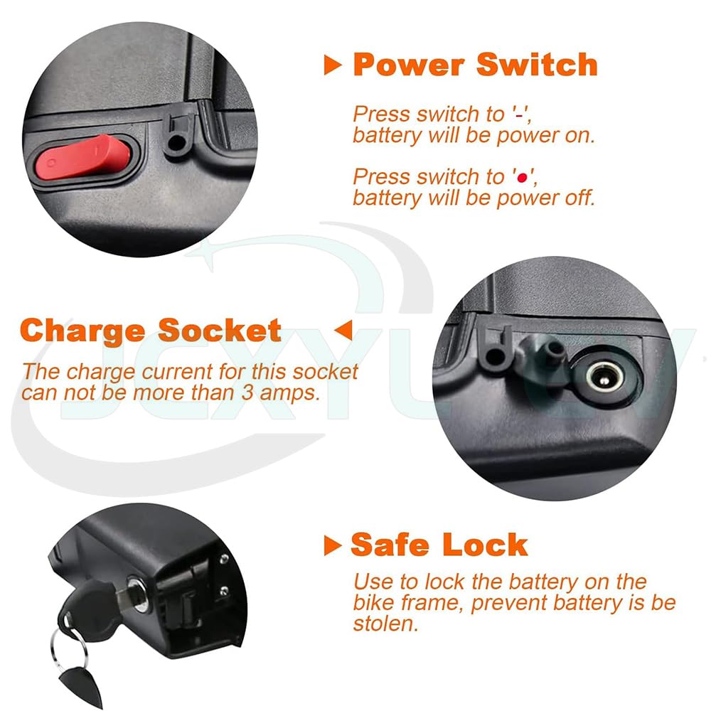 36V 10,4Ah 13Ah 15Ah 17Ah E-Bike-Akkus für Gepäckträger, 48V 10,4Ah 13,6Ah 13Ah wiederaufladbarer Lithium-Akku mit Ladegerät
