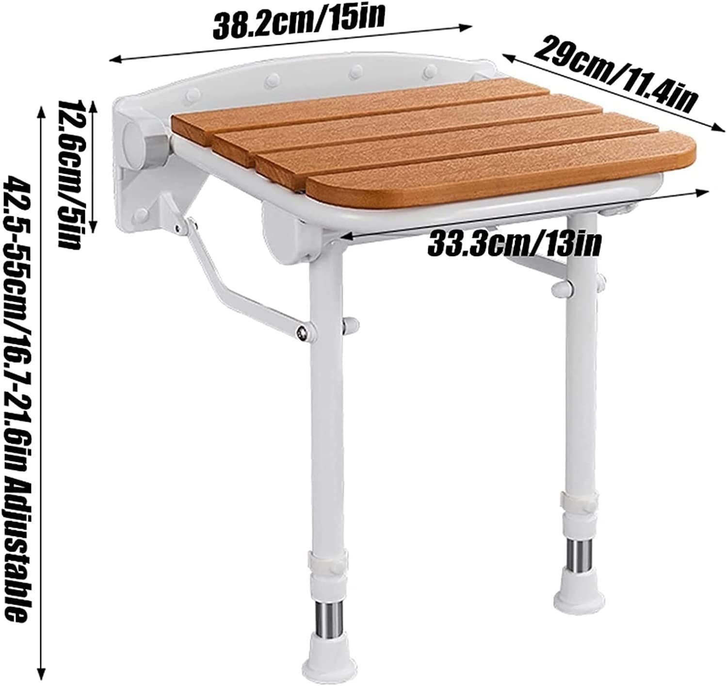 Sedie da Doccia per Vasca, Anziani Disabili Alità Limitata Sedile da Doccia Pieghevole con Piedini in Gomma Sedia Sgabello Pieghevole a Parete/White/33X29Cm