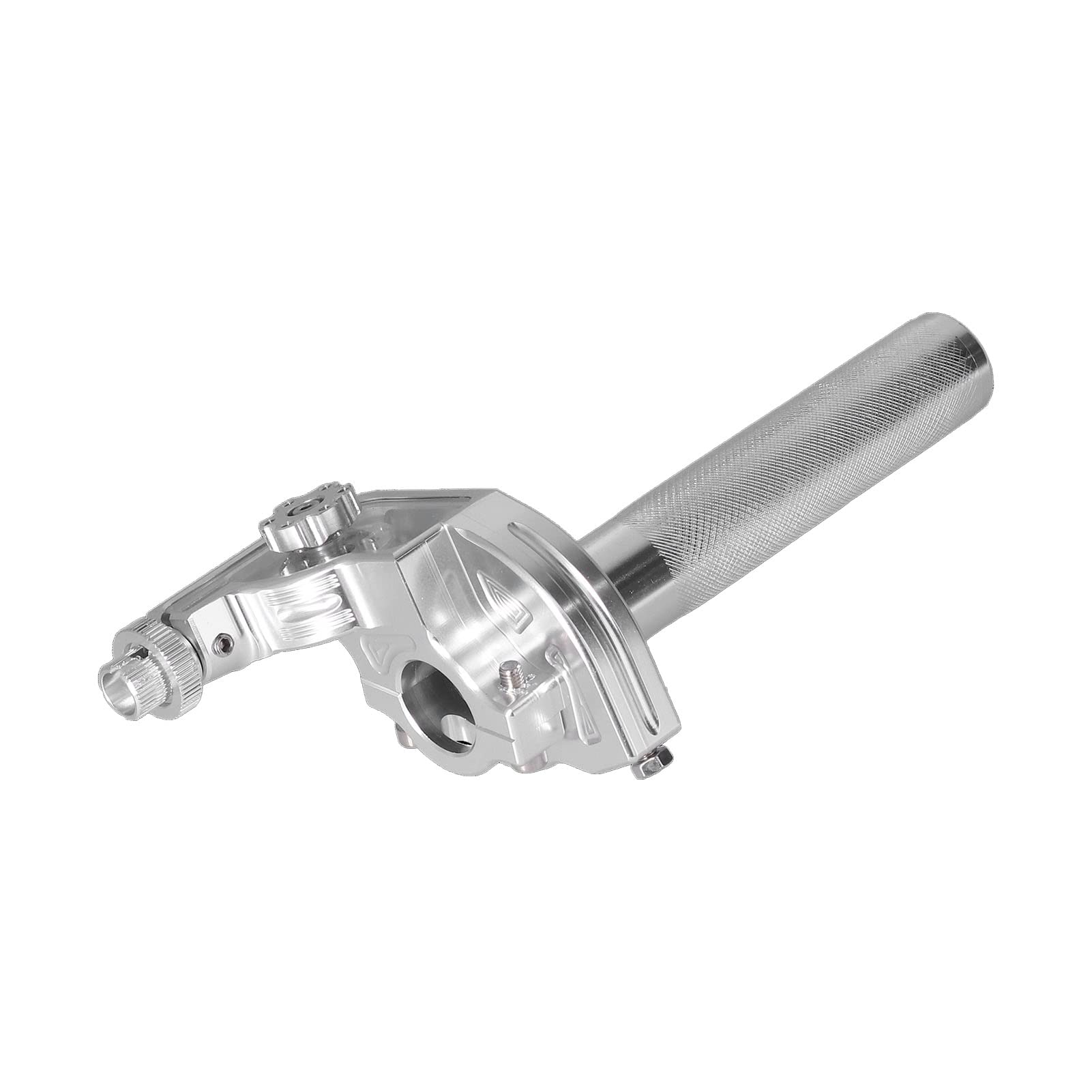 VOBOR Empuñaduras de Acelerador de Aluminio, CNC 22mm/0,87 Pulgadas Manillar, Motocicleta Manija de Acelerador de Repuesto(Plata)