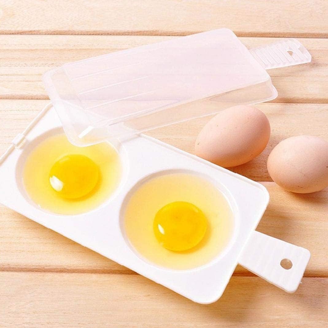 1Pc White 2 Slots Microwave Oven Egg Steamer Poacher Cooker, Rectangular,Poach Eggs, Boil Eggs, Cook Eggs, Steam Eggs Egg Poachers Specialty Cookware (2 Eggs Capacity)