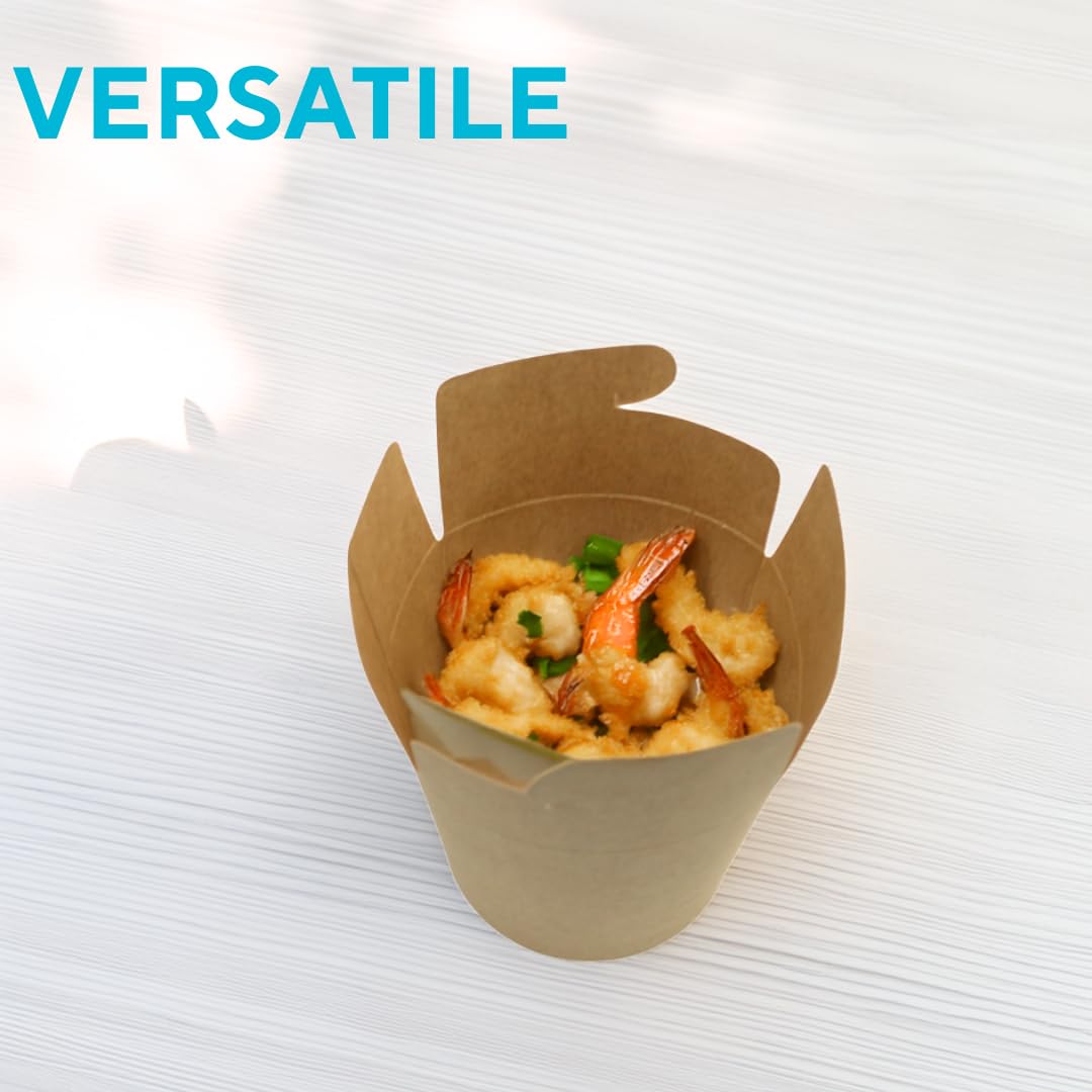 Enpack Nudelboxen 500ml (16oz) – 500 Stück aus Kraftpapier | Einweg To-Go Boxen mit Beschichtung | Auslaufsichere Take Away Verpackung für Asia Food, Streetfood, Gastronomie, Events