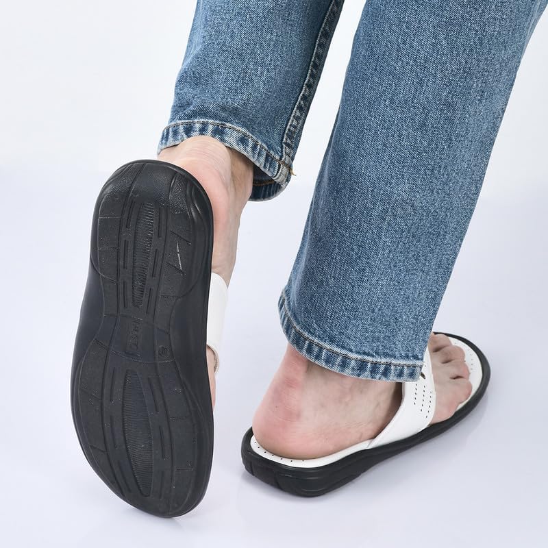 Image of FAUSTO Men's Open Toe Flip-Flop Slippers With Memory Cushion|Outdoor Slipper For Men