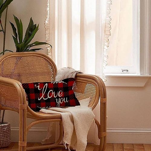 Miniatura 3 de Juego de 4 fundas de almohada para el Día de San Valentín de 12 x 20 pulgadas, fundas de almohada con diseño de corazón rojo y amor para el hogar,