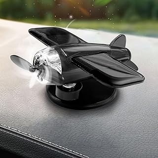 YoRise Rotating Airplane Car Dashboard Decorations, Solar Power Car Decorations for Relieves Fatigue, Quiet-Rotation Airplane Dashboard Decorations for Vehicle, Office, Home (Black)