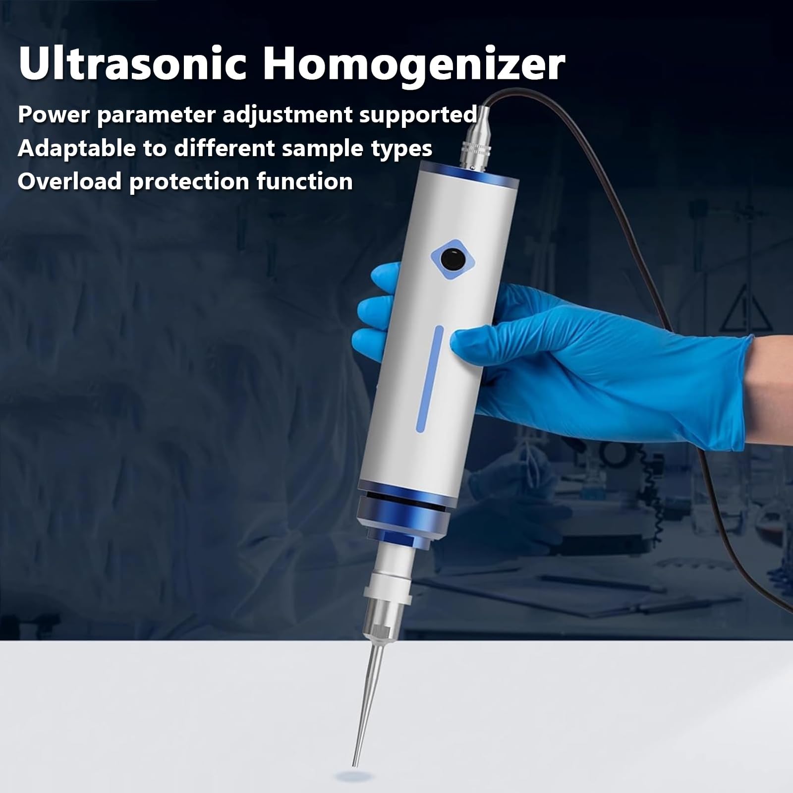 Ultraschall-Homogenisator, Labor, Sonicator, Prozessor, Zelldisruptor, Handgerät, 0,1–300 ml, Verarbeitungskapazität, 25–35 kHz, verstellbare Sonde aus Titanlegierung