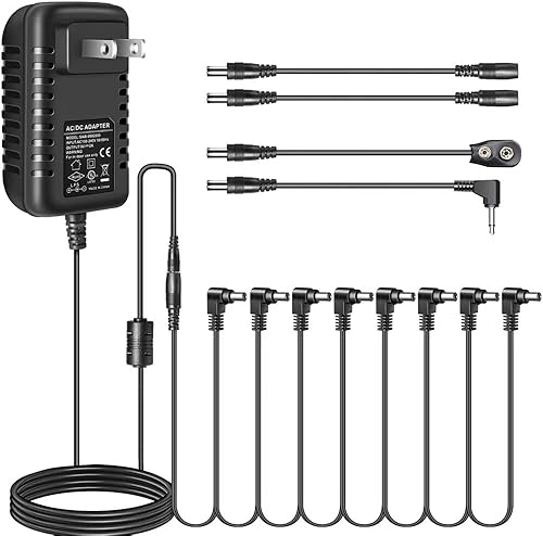 Miniatura 1 de Adaptador de fuente de alimentación de pedal de guitarra 9V DC 2A con cable de cadena margarita de 8 vías 2000mA