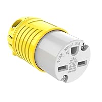 Vista 7 de RVGUARD extremos de cable de extensión macho y hembra, juego de enchufe y conector de repuesto de hoja recta de 15 A 125 V de servicio pesado, tipo