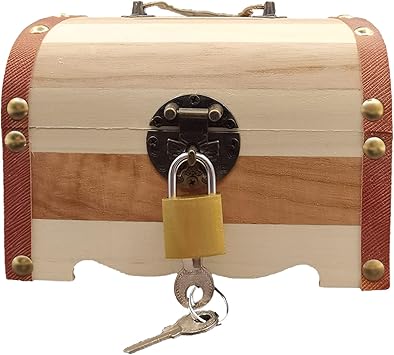 Vintage Holz Schatztruhe Mit Schloss - Romantische Aufbewahrung Für Kleine Schätze