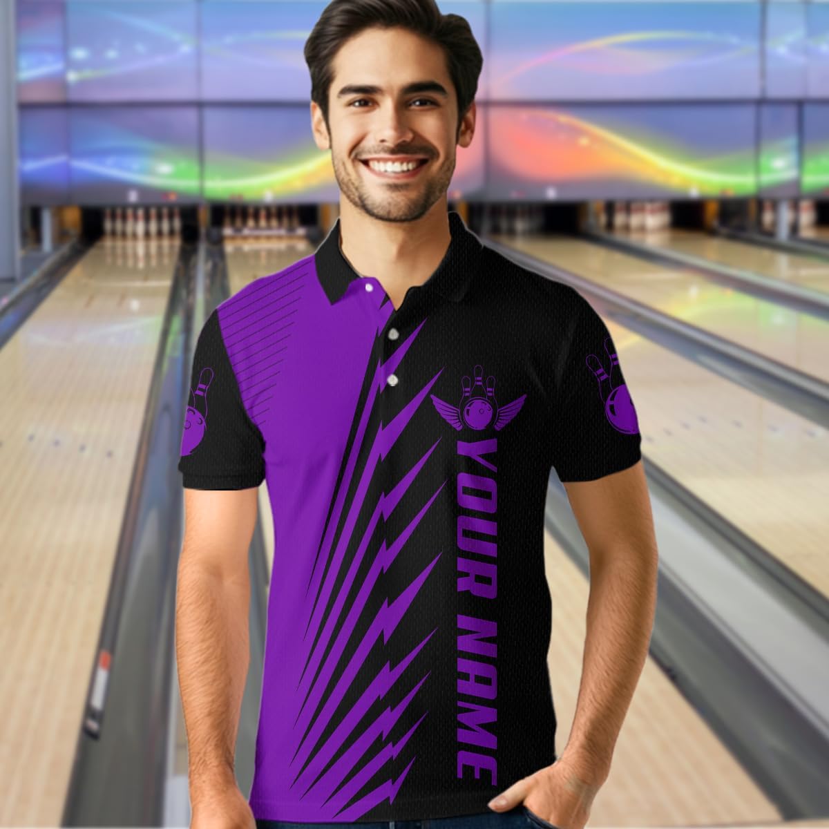 Purple Bowling Shirts for Men & Women Bowling Jersey Team Bowling Polo Shirt Purple Personalized Bowling 1/4 Zip Shirts