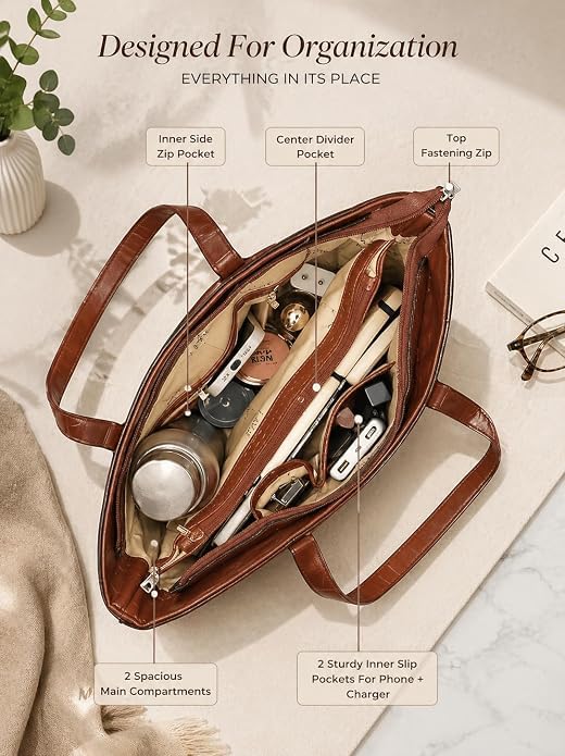 Image of Women's Handbag Shoulder Bag with Multiple Compartments, Zipper Closure & Front Pocket | Versatile Crossbody, Shoulder & Handheld Bag for Work, Travel & Daily Use