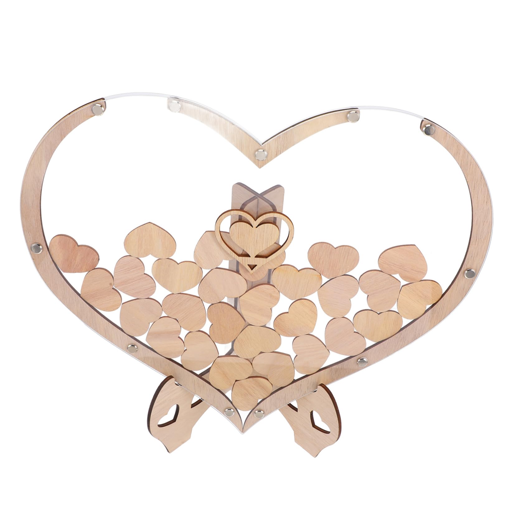 TOPBATHY Libro de Visitas de Madera con Forma de Corazón para Bodas Letrero Decorativo Marco de Corazón para Decoraciones de Bodas