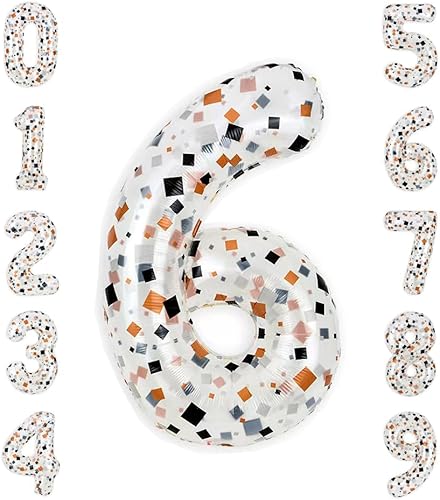 Globo de aluminio con número de película de 40 pulgadas, globo digital de fragmento transparente, globo número 6, globos de números para decorar