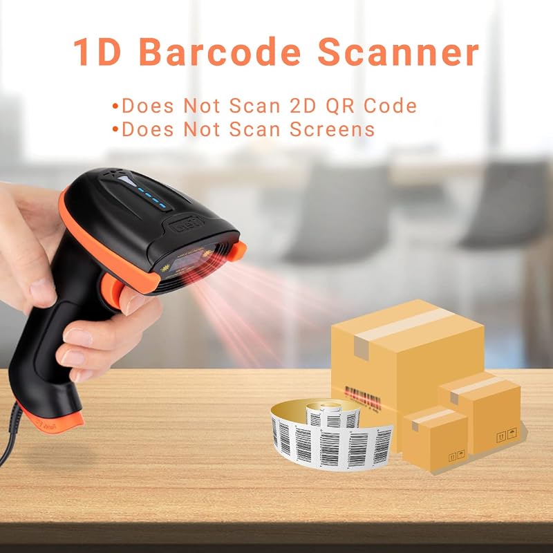 Tera USB Vonalkód Olvasó Automatikus Kézi 1D Szkenner 300 Scan/mp Állvánnyal