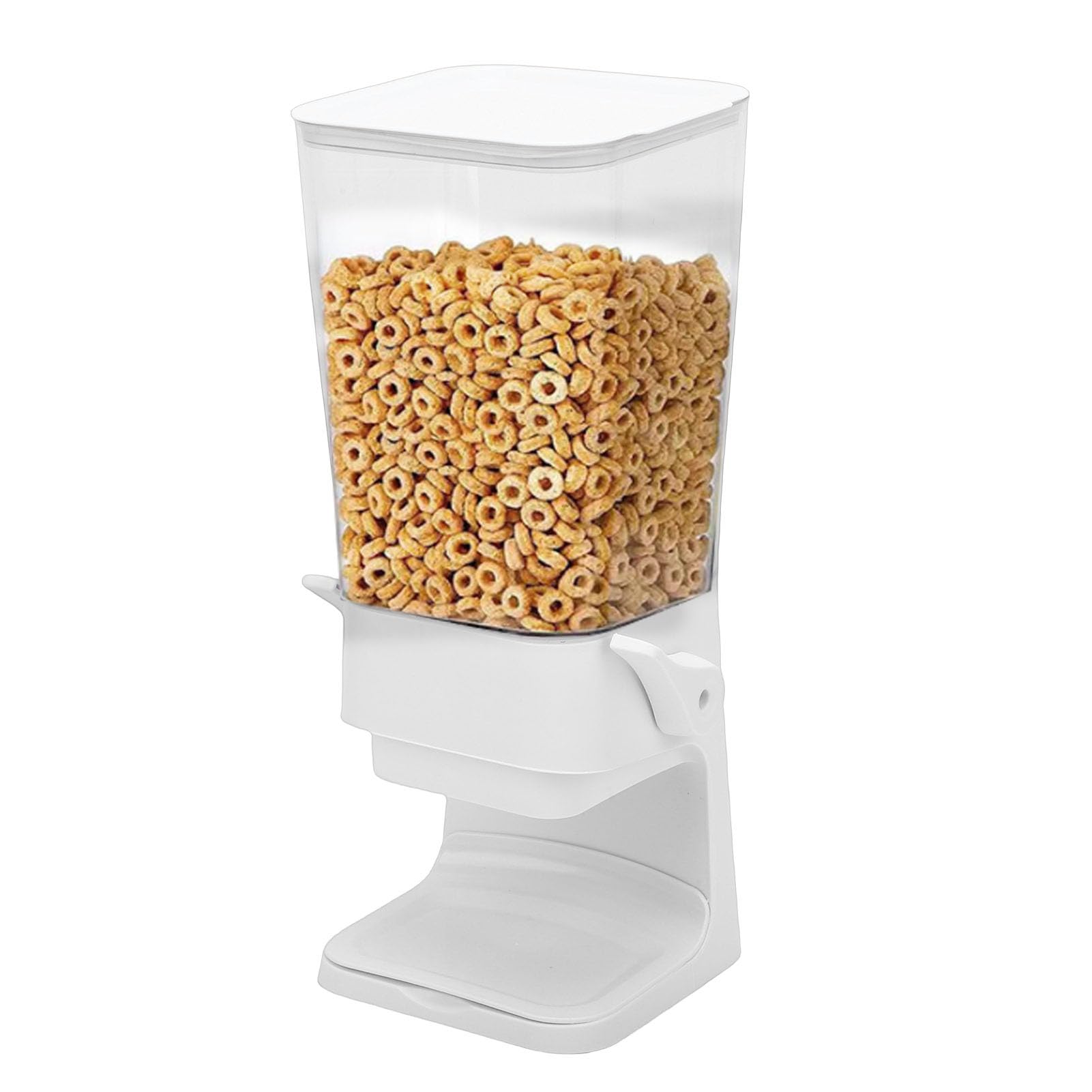 Cereal Dispenser Countertop, 5.5L Large Cereal Containers Storage Food Container, Airtight Pet Dry Food Dispenser for Pantry, Rice, Grains, Candy, Coffee Beans, Snack, Nut (White)