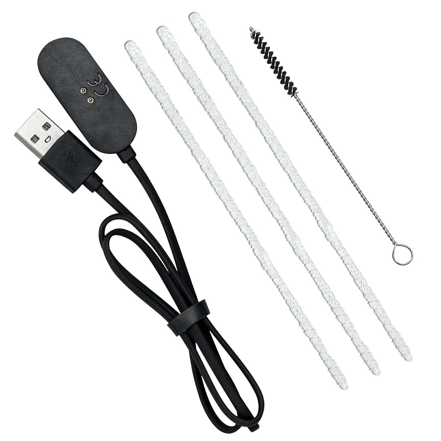 USB Charger Cable, Charging Dock Replacement Accessories Pipe Cleaners Hard Bristle and Black Brush for Cleaning