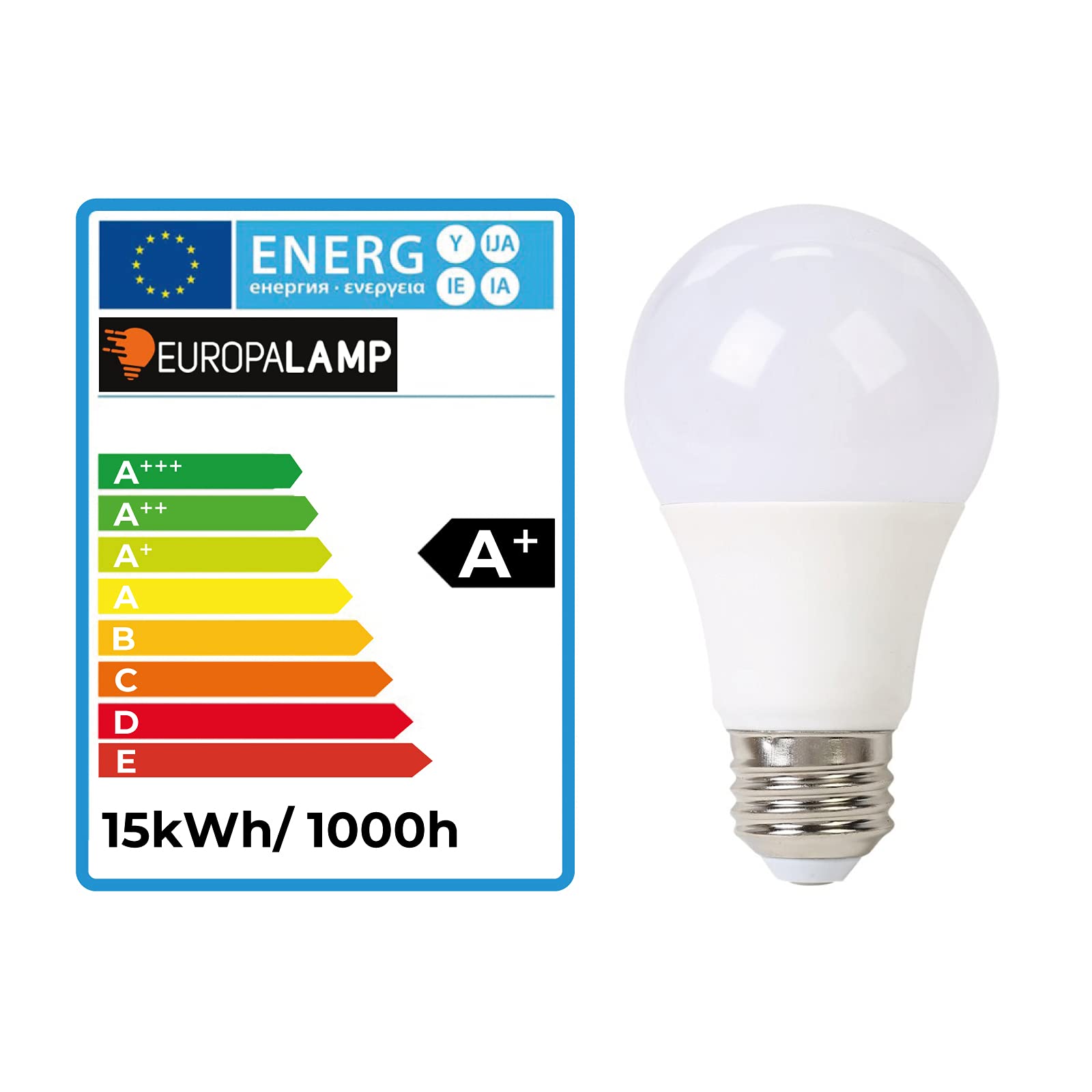 Europalamp – 30 bombillas LED E27 15 W blanco frío 6000 K de alto brillo