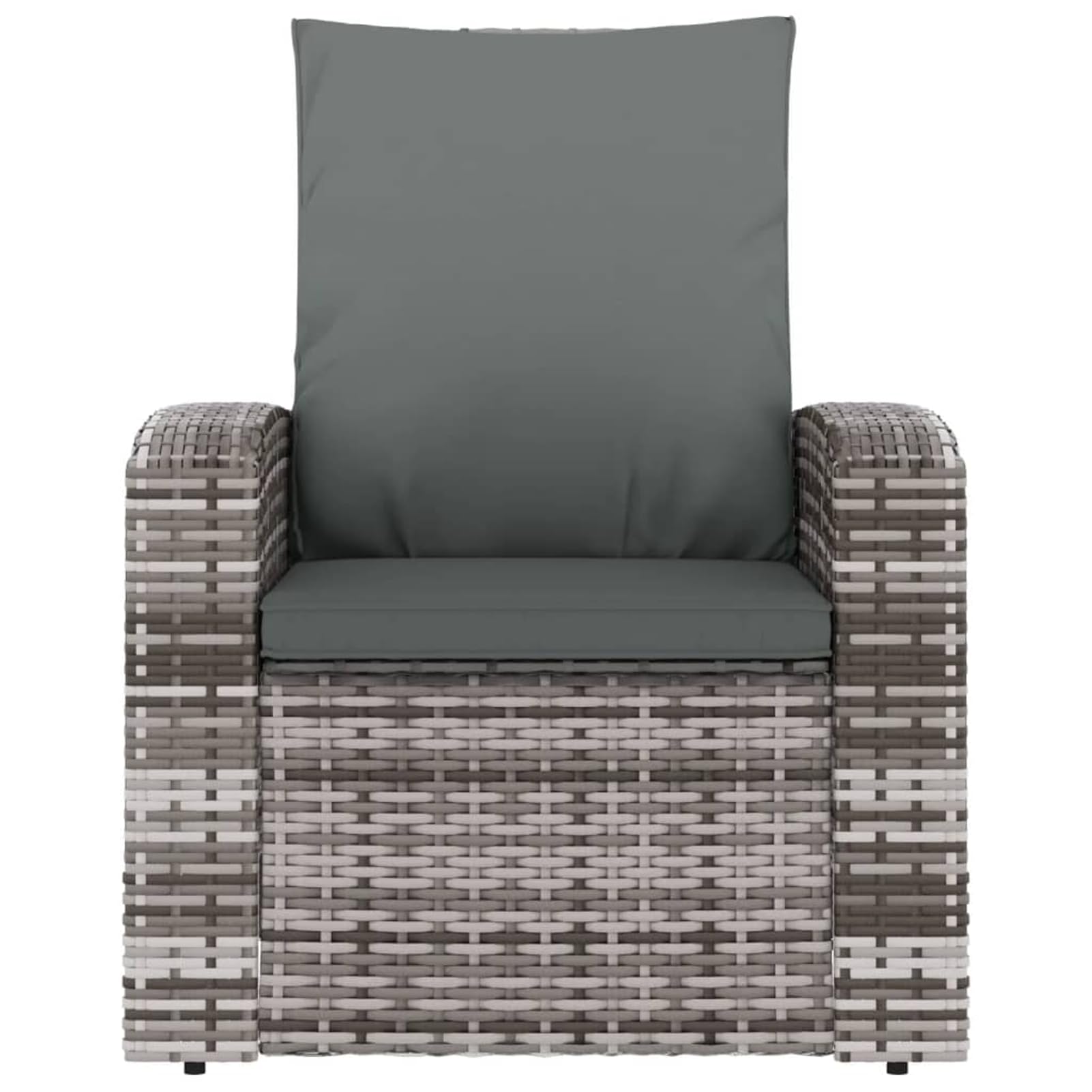 Homgoday Poltrona reclinabile da giardino con cuscini in rattan sintetico grigio, sedie da giardino poltrona da esterno terrazza balcone patio poltrona seduta mobili mobili casa sala da pranzo