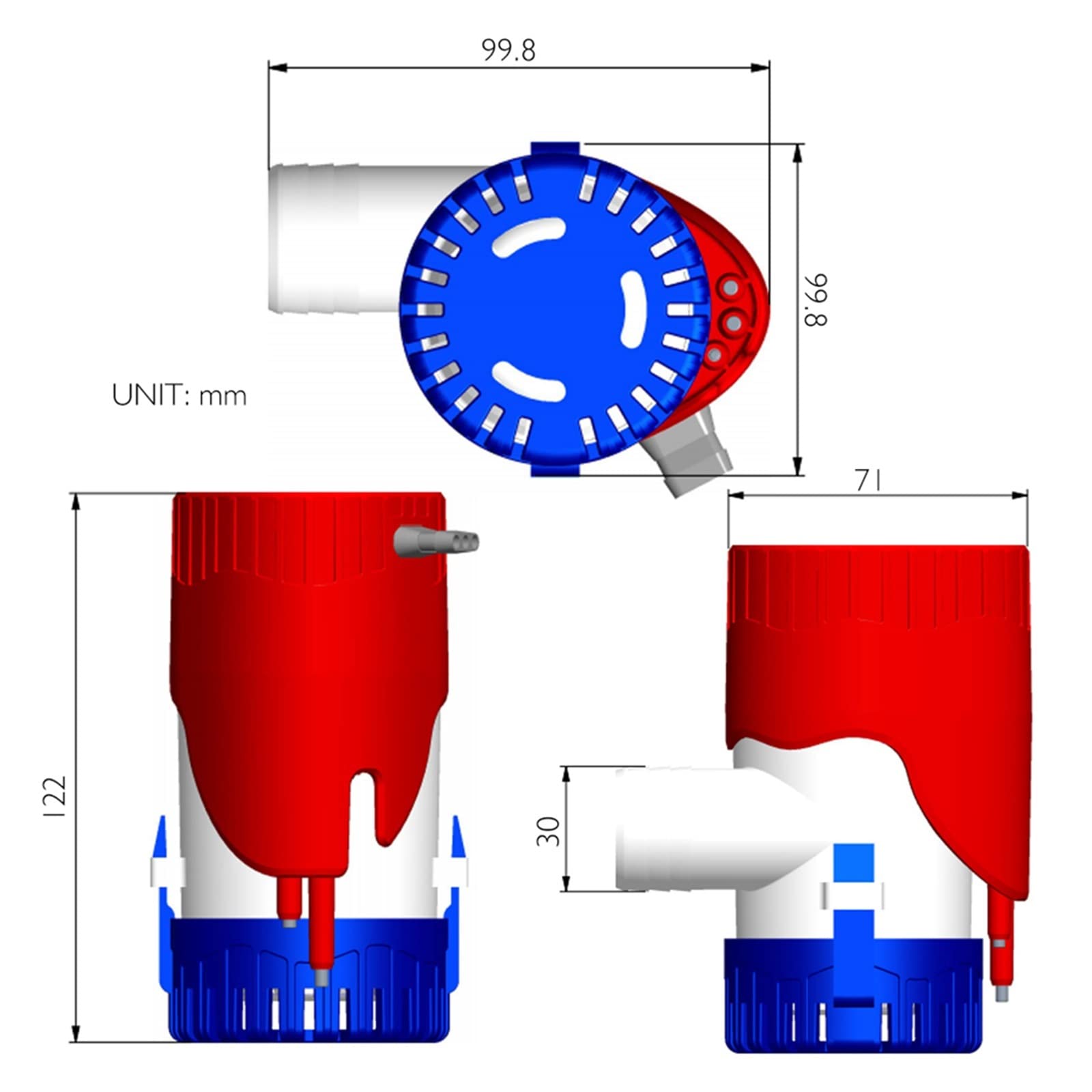 Bomba sumergible Bomba de agua ultra silenciosa Bomba de achique automática for barcos, 12 V, 1100 GPH, bomba de agua de achique automática sumergible for barcos con interruptor electrónico