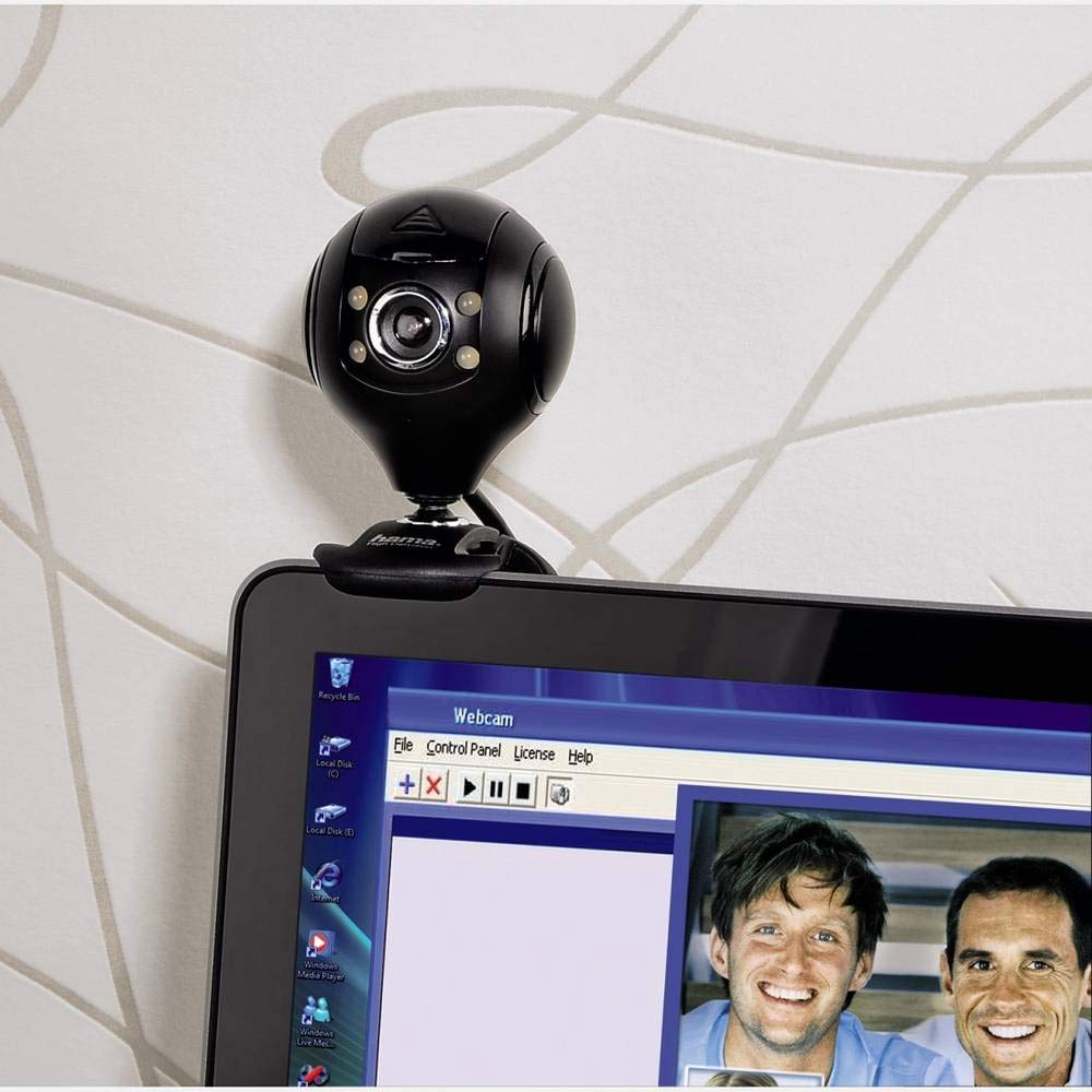 Hama Kamera internetowa z mikrofonem HD "Spy Protect" (USB A 2.0, 1280x720p, 16:9, obrót 360°, mikrofon mono, stojak, osłona na kamerę, podświetlenie LED) czarna
