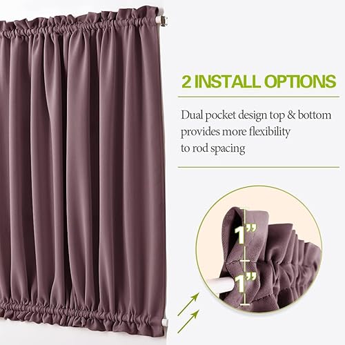 Miniatura 8 de PONY DANCE Persianas para puertas  Paneles opacos para tratamiento de ventanas, cortinas sólidas de alta resistencia con bolsillo para barra,